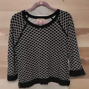 Philosophy Republic Clothing Sweater Womens Small Black Geometric 3/4 Sleeve